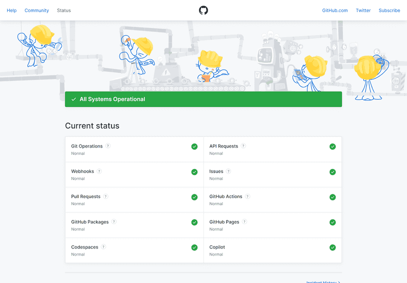 GitHub Status page - 10 Great Status Page Examples to Improve Your Own - Odown