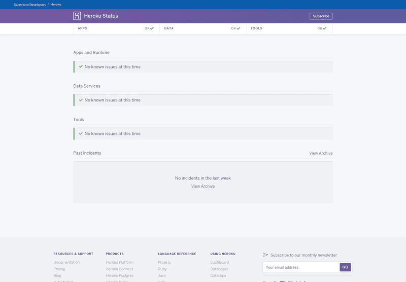 Heroku Status page - 10 Great Status Page Examples to Improve Your Own - Odown